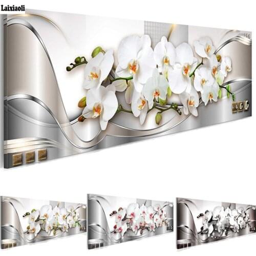 White Orchids Flowers diamond mosaic 5d icon diamond embroidery cross stitch full square diy diamond painting kits sticker decor