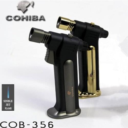 COHIBA Windproof Powerful Triple Torch Lighter BBQ Jet Gas Cigar Lighter Turbo Metal Kitchen Cigar Spray Gun Outdoor Gadgets Man