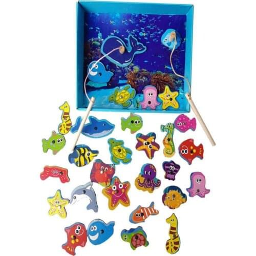 WoodyLife 32'li Pool Wooden Magnetic Fishing Boxed Child Oyunucak