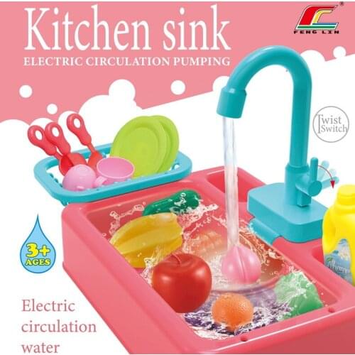 Childrens kitchen simulation electric sink play house game kitchen toy childrens educational gift girl toy
