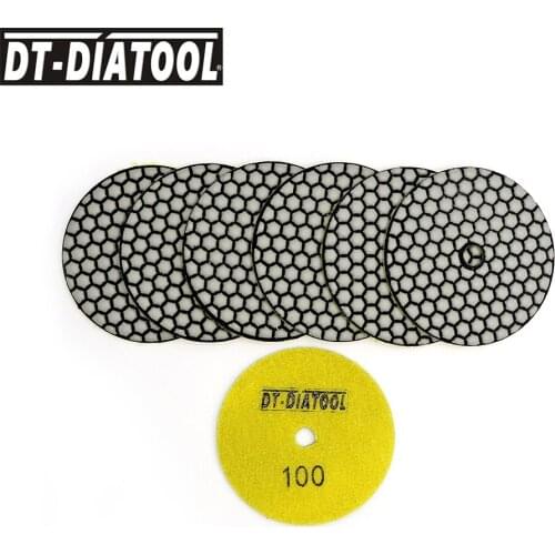 DT-DIATOOL 7pcs 100mm Dry Polishing Pad 4 Inch Sharp Type Diamond Polishing Pads For Granite Marble Sanding Disc Stone