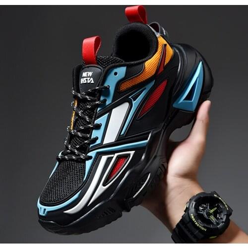 Thick Bottom Dad Shoes Men Chunky Sneakers Fashion Casual Mixed Color Sports Running Shoes Comfortable Lace Up Athletic Footwear