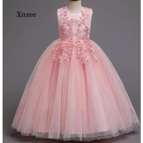 Lace Princess 4-14Yr Girl Dress New Year Clothes Girls Christmas Costume Birthday Wedding Party Pageant Sleeveless Long Dresses