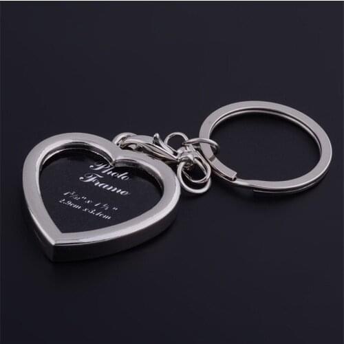 Fashion Cute DIY Photo Frame Key Ring Chain Girls Heart Couple Keychain Women Bag Car Trinket Jewelry Valentine Day Party Gift