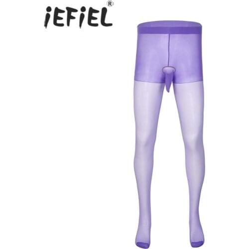 Sissy Crossdresser Penis Pouch Cock Sheath Pantyhose Underwear Men Footed Tights Glossy Stockings Sexy Exotic Lingerie