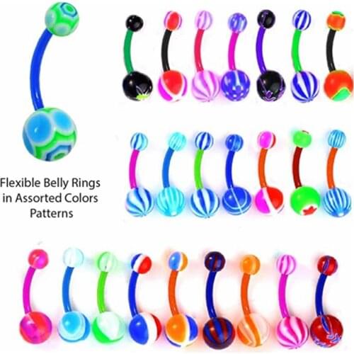 Acrylic Belly Piercing Lot Mix Belly Button Ring Pack Navel Piercing Set Navel Bar Piercing Ombligo 10/20/30Pcs