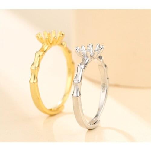 Ring Setting for 6mm-10mm Round Beads or Pearls Gold Plated 925 Silver Ring Blank Adjustable Ring Base SR0157