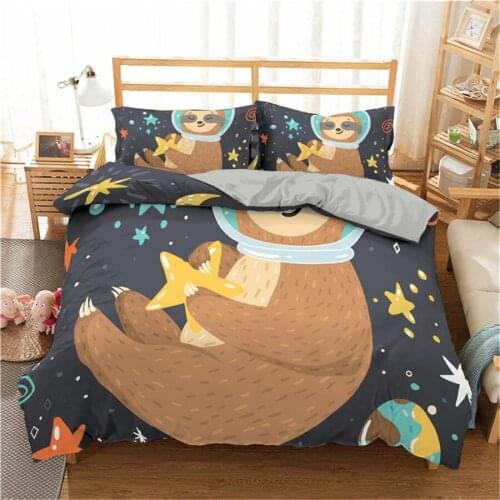 Cartoon Home Decoration Bedding Set 3D Sloth Printed Duvet Cover Set Bedclothes with Pillowcase Bedspreads for Home Textiles
