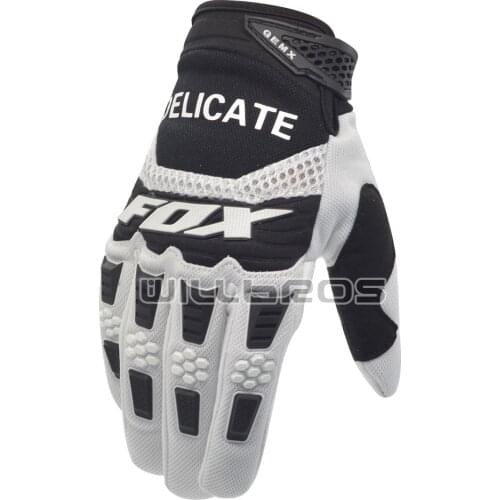 Delicate Fox MX Pawtector Mountain Bicycle Offroad Guantes Luvas Motocross Street Moto Black White Gloves