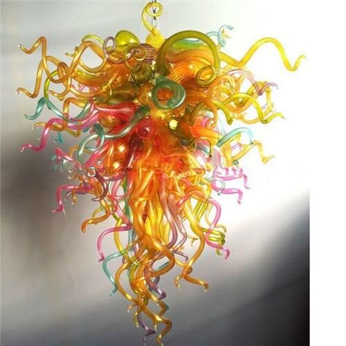 Multi Colored Crystal Hand Blown Glass Murano Style Art Decorative Chandeliers
