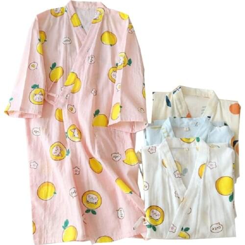 Spring & Summer Ladies Soft Loose Nightgown V-Neck Japanese Household Robe Sweet Cartoon Printed Women Simple Style Sleep Dress