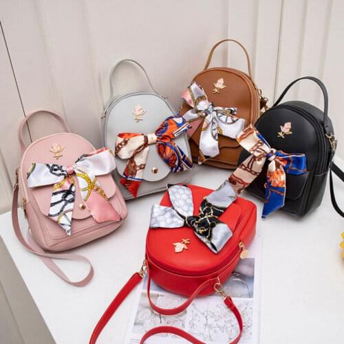 2021 Fashion Women Shoulder Bag Handbag Small PU Leather Envelope Crossbody Vintage Backpack Purse Bow Bandage Backpacks