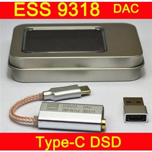 ES9318 Headphone Amplifier HIFI Mini Type-c Earphone to 3.5mm DAC USB Converter Portable AMP for Android Type-C Conversion wire