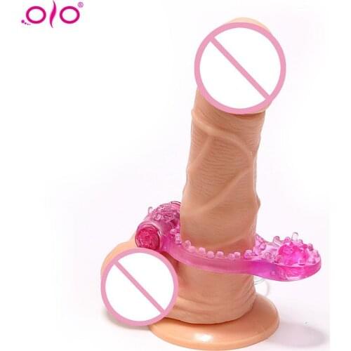 OLO Waterproof Male Butterfly Pendulum Bead Lock Vibration Ring Penis Vibrator Ring Cock Lock Time Delay Stimulator Sex Toys