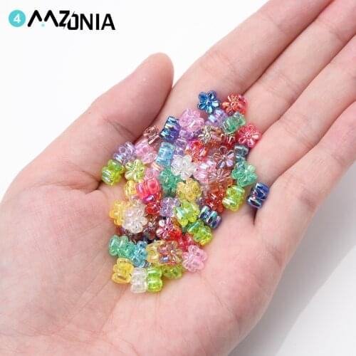 100pcs/lot 4x7mm Acrylic Flower Beads AB Mixed Color Plating Spacer Loose Beads For Jewelry Making Diy Handmade Accessories