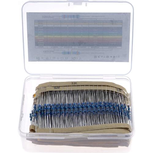 1460pcs 73 Kinds 1R-1M Value 1% 1/4W Metal Film Resistor Assorted Kit 20pcs Each Value with Plastic Case