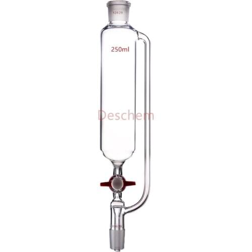 250ml,24/29,Glass Pressure Equalizing Funnel,Additional funnels, PTFE Stopcock,Laboratory Glassware