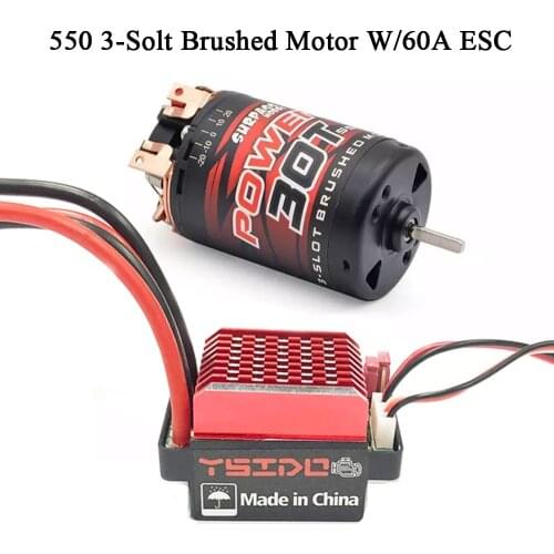 550 3-Solt 12T 14T 20T 25T 30T 35T Brushed Motor 60A ESC for 1:10 RC Crawler Axial SCX10 AXI03007 JL 90046 Traxxas TRX4 RC Car