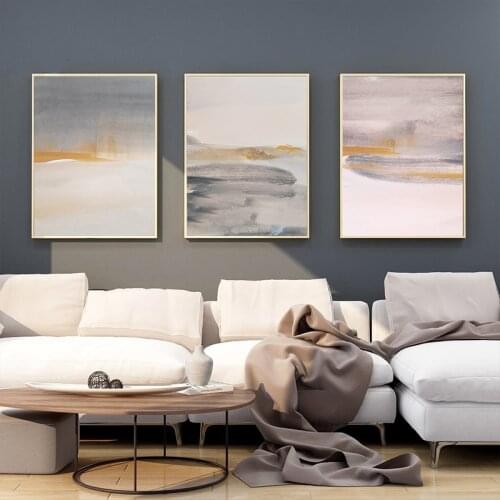 Abstract Minimalism Grey Yellow Paint Painting Modern Canvas Art Fashion Wall Pictures for Living Room Decorative Posters Prints