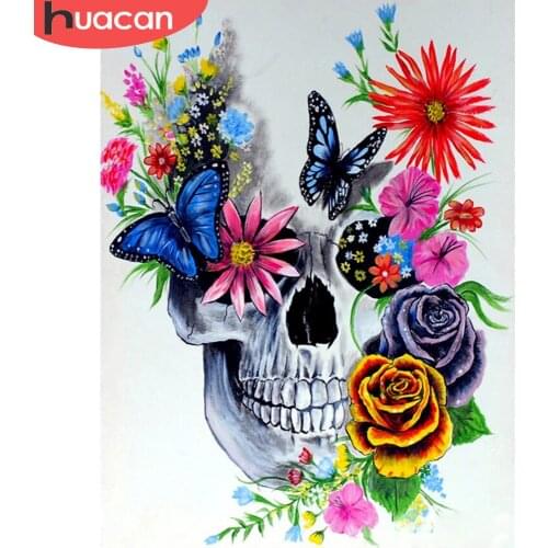 HUACAN Full Square/Round 5d Diamond Painting Landscape DIY Diamond Embroidery Skull Horror Mosaic Flower Handmade Gift