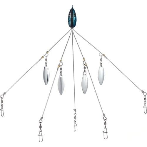 Bassdash 4pcs/lot Fishing lure Alabama Rig Head Swimming Bait Umbrella Rig 5 Arms Bass Fishing Group Lure Extend, 18g