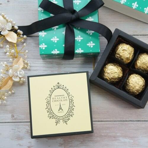 9*9*3.5CM deep green yellow pattern 10 set Chocolate Paper Box valentines day Birthday Party Gifts Packing Storage Boxes