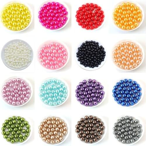 3/4/6/8/10/12mm Acrylic Plastic Round With Hole ABS Imitation Pearl Beads Loose Spacer Bead For Jewelry Making Finding Supplies
