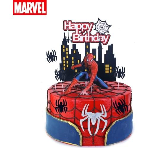 Spiderman Cake Flag Kids Birthday Decoration Flags Cartoon Anime Figure Disney Marvel Spider Man Party Accessories Supplies