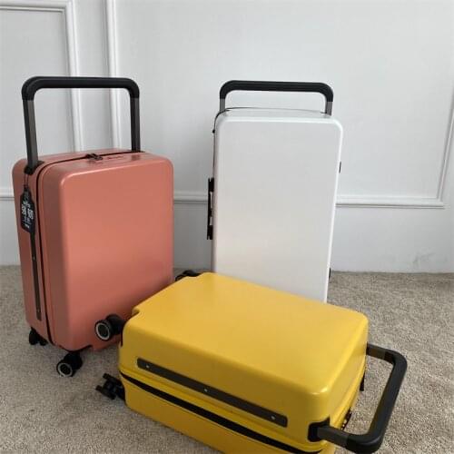 Wide trolley suitcase female universal silent wheel new travel rolling luggage solid color 20 inch cabin student password box
