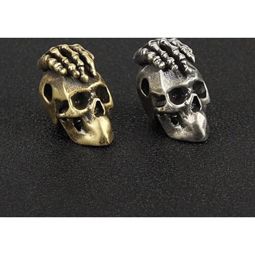 DIY Paracord Beads Bracelet Rope Pendant Brass Skull Rope Bead Keychain Accessories