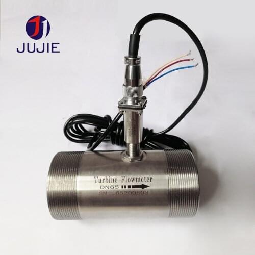 DN50 DN65 DN80 Stainless Steel 304/316Turbine Flowmeter male thread connection water fuel gasoline NPN pulse output PLC 24VDC