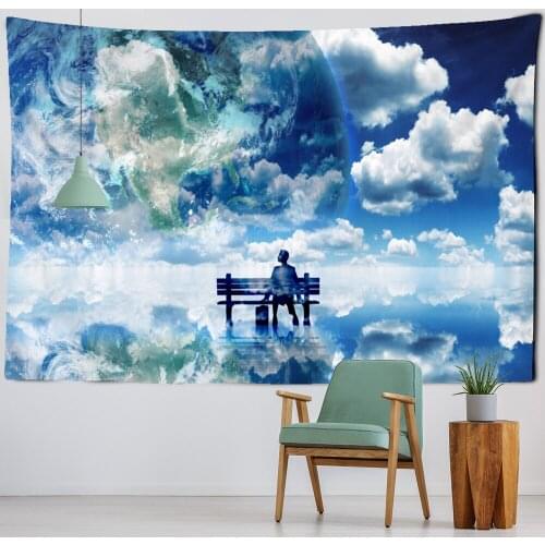People And The Earth Tapestry Wall Hanging Simple Fresh Art Lonely Bohemian Living Room Background Decor Polyester Cloth
