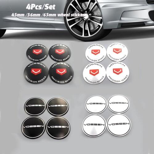 Chrome 4PCS 65mm Car Emblem Badge Auto Car Wheel Rims Hub Sticker for VOSSEN Auto Wheel Center Caps Covers 45mm 56mm Car Styling