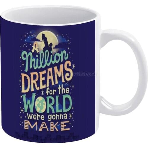 A Million Dreams White Mug Coffee Mug 330ml Ceramic Home Milk Tea Cups and Mugs Travel Gift for Friends Typography Lettering Ret