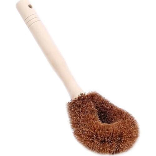 Kitchen Non Stick Oil Pot Brush Wooden Handle Coconut Palm Cleaning Wash Dishes Degreasing Brushes LX8505