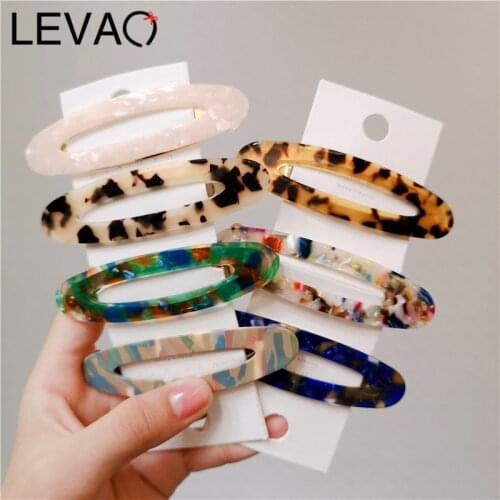 LEVAO Fashion 1pc Women Girls Acetate Sheet Hair Clips All-match Headwear Hairpins BB Clip Oval Barrettes Accessories