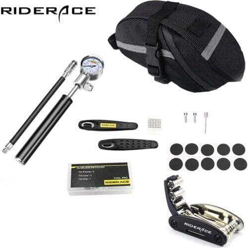 Bicycle Tire Repair Tools Kits Hand Air Pump Hose Universal Cycling Bike Saddle Bag Presta Schrader Inner Tire Patches Lever Set