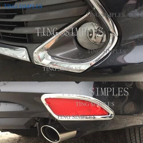 For Toyota Camry XV50 2015 2016 2017 Front Fog lamp Cover Light Trims Car Styling Accessories ABS Chrome Rear fog lamp cover