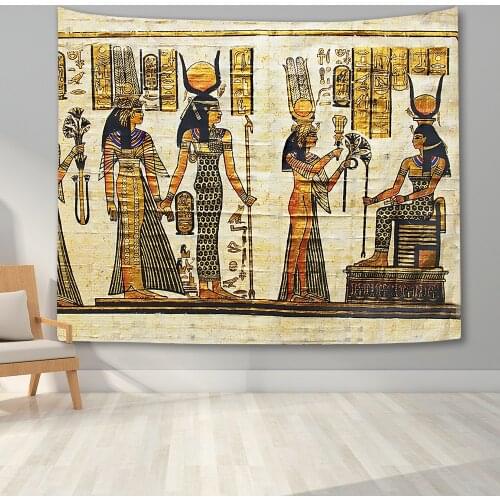 Egyptian Tapestry Wall Hanging Ancient Egypt Mythology Tapestry Egyptian Gods Pharaohs Hieroglyphic Carvings Tapestries for Room