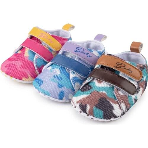 2020 Style Baby Shoes Newborn Navy Gridding Soft Sole Anti-slip Infant Walking Toddler Baby Crib Shoes Outdoor Sports Shoes