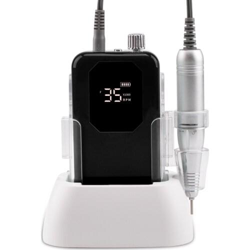 Octagon Desktop Cordless Base Electric Nail Drill Machine 35000rpm Drill Set for Manicure Pedicure Rechargeable Battery Wireless