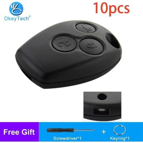 OkeyTech 10pcs For Renault Megane Modus Espace Laguna Duster Logan DACIA Sandero 3 Buttons Remote Car Key Shell Fob No Blade