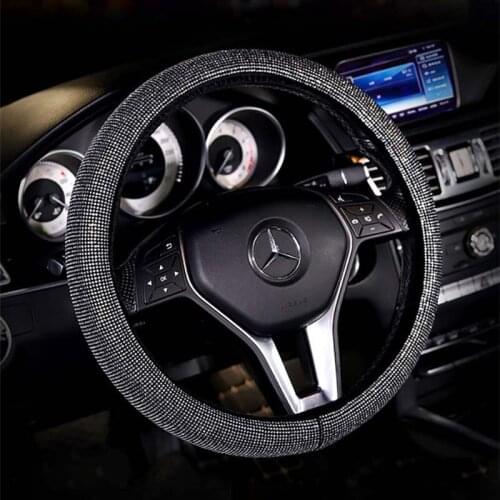 Luxury Crystal Purple Red Pink Car Steering Wheel Covers Women Girls Diamante Rhinestone Car Covered Steering-Wheel Accessories