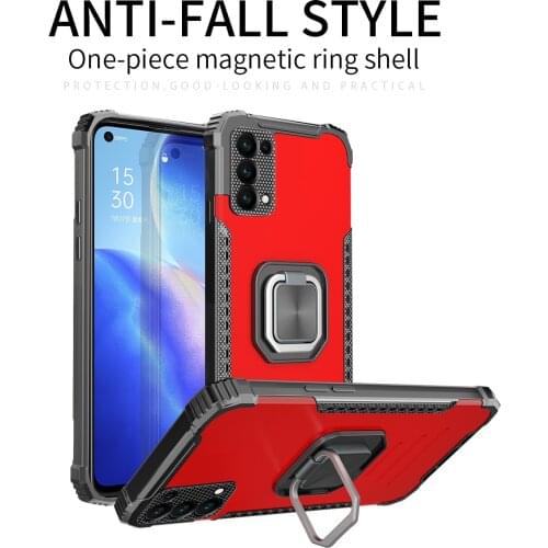 Magnetic Metal Ring Stand Armor Shockproof Case For OPPO Reno5 4G 5 Lite 5F A94 F19 Pro A54 A74 A93 5G Aluminum Alloy Back Cover