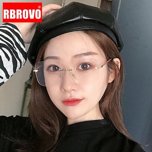 RBROVO Optics Glasses Frame Women Frameless Eye Glasses Women Retro Brand Designer Anti Blue Light Glasses Women Luxury Eyewear