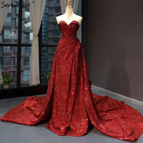 Luxury Sweetheart Sexy Sequined Evening Dresses 2020 Sleeveless High-end Sparkle Evening Gowns Real Photo HM66681