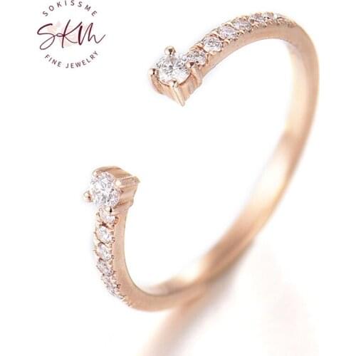 SKM 14K rose gold vintage diamond rings for women delicate rings wedding rings designer Luxury Fine Jewelry
