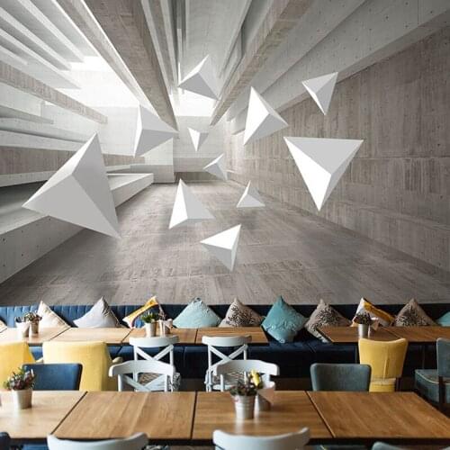 Custom size modern 3D geometric extension brick mural wallpaper industrial style office technology living room bedroom PVC