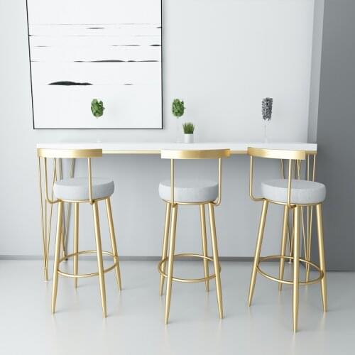 Nordic Modern Minimalist Simple Golden Bar Stool Chair Backrest Stool You Bar Stool Reception Restaurant Leisure High Chair