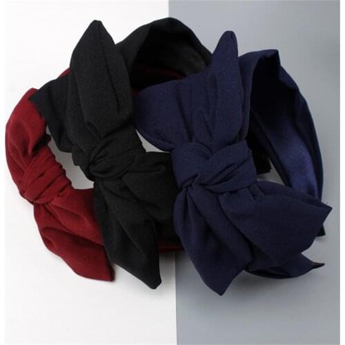 Haimeikang Vintage Solid Stripe Rabbit Ear Wide Headband Hairband for Women Girls Knot Hair Bands Headwear Hair Accessories